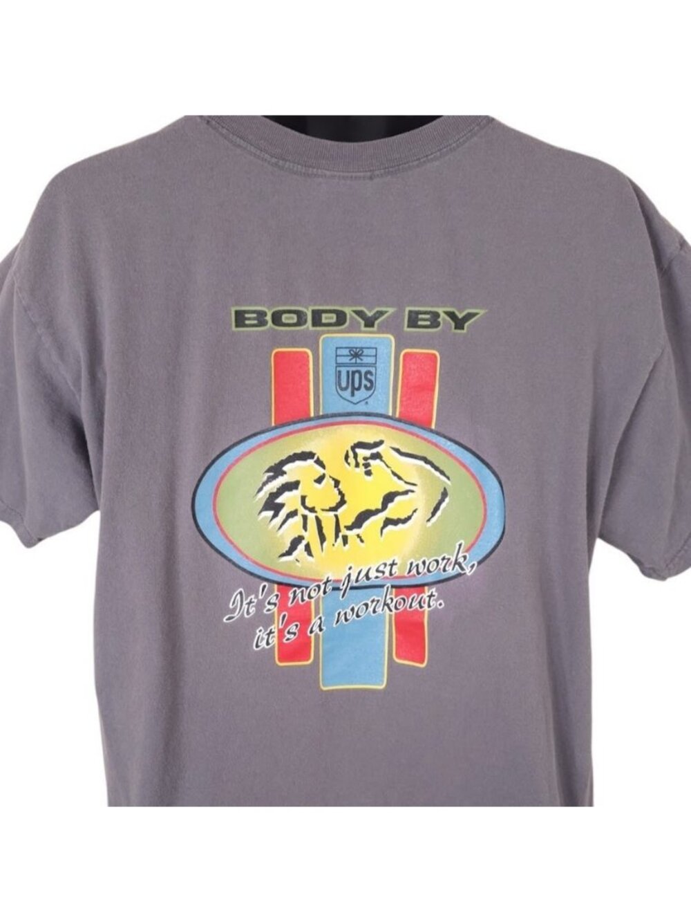 Vintage Body By UPS T Shirt Mens Size XL Gray 90s Its A Workout Laguna Preload